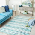 thumbnail image 3 of SAFAVIEH Rag Benton Striped Cotton Area Rug, Ivory/Green, 5' x 8', 3 of 9
