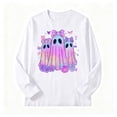 thumbnail image 5 of KPOPLK Halloween T-Shirt for Kids Funny Pattern Long Sleeve Ghost Graphic Tee Tops for Girls Boys(9-10 Years,White), 5 of 5