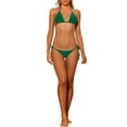 thumbnail image 2 of INSPIRE CHIC Women's Halter Tie Side Bikini Sets 2 Piece Low Waist Triangle Bottom Basic Swimsuits Bathing Suit Large Dark Green, 2 of 4