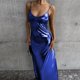 thumbnail image 2 of Vestido metálico con tirantes finos para mujer: vestido sexy ajustado con escote en V, vestido de fiesta para salir por la noche, 2 of 4