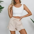 thumbnail image 4 of ZRBYWB Women's Shorts Women Casual Shorts Comfy Drawstring Lace Up Elastic Waist Summer With Pockets Wide Leg Shorts For Women Trendy, 4 of 8
