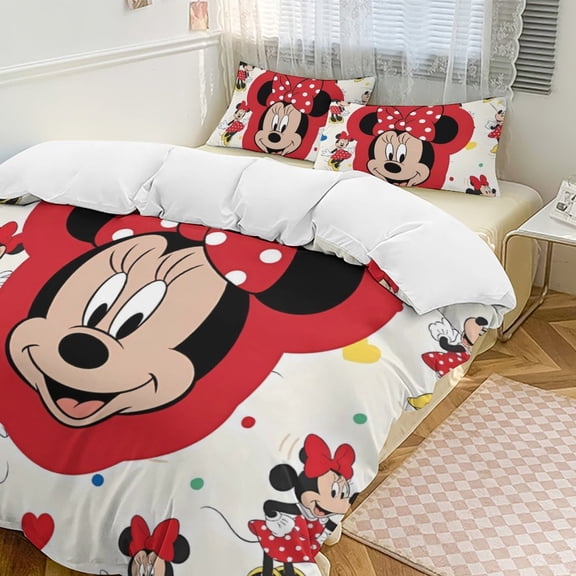 Cartoon Mouse Print Bedding 3 Piece Set Printing Duvet Cover And 2 Pillowcase Bedding Super Soft Set 86"x70"