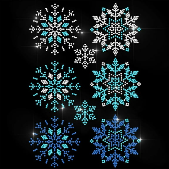 Christmas Rhinestone Iron on Transfer Snowflake Bling Diamond Hotfix Patches Clothes 11.6"x8.2" Large Iron On Sequin Applique