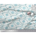 thumbnail image 3 of Soimoi Blue Cotton Voile Fabric Ogee Damask & Floral Block Print Fabric by the Yard 42 Inch Wide, 3 of 3