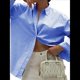 thumbnail image 1 of Camisas de Mujer con Botones, Blusas de Rayas de Larga, Blusas Casuales de Moda 2025 Azul Vaquero M, 1 of 7
