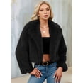 thumbnail image 5 of Women'S Winter Coats Fleece Cropped Jacket Faux Fur Long Sleeve Pockets Warm Outerwear Fall Clothes Black XXL, 5 of 6