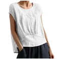 thumbnail image 1 of cfhntfmh Hauts d'Été pour Femmes Tendance à Manches Courtes Col Rond Blouses Basiques Confortables Couleur Unie T-Shirts Décontractés 2025, 1 of 6