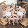 thumbnail image 3 of Black Cute Dachshund Dog and Wine Round Tablecloth 60"x60",Wrinkle Wipeable Table Cloth for Kitchen Dining Room Picnic Patio Party, 3 of 6