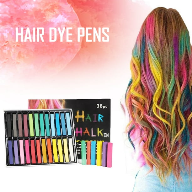 ODOMY 12 Color Hair Chalk Pens Soft Pastels Salon Kit Fast Temporary Hair  Dye Chalk Non-toxic Washable 