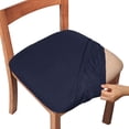 thumbnail image 1 of Chair Seat Covers, Dining Room Chair Seat Covers with Ties, Stretch Solid Chair Covers Protectors for Dining Room Kitchen Chairs (Set of 6, Navy Blue), 1 of 8