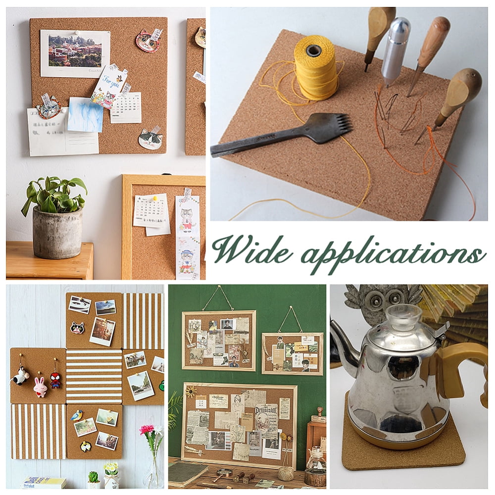 2Pcs Square Cork Bulletin Boards 11.8x11.8 Inch Wood Cork Board 0.6 Inch Thick Square Wooden Board Tiles for Wall Decoration Party and DIY Crafts