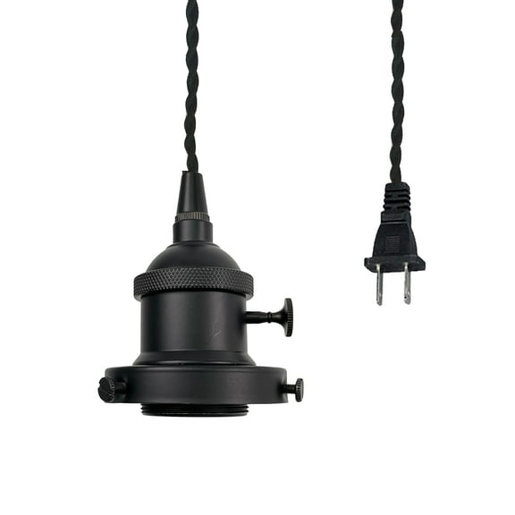 KAYYELAMP Corded Pendant Light Plug in Cord 9.8 Feet E26 Black Switch Base with Ring DIY Modern Design Hanging Lamp for Bedsides Kitchen Stairs Counter Loft(No Bulb)