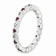 thumbnail image 3 of 925 Sterling Silver Stackable Expressions Rhod. Garnet & Diamond Ring Size: 9; for Adults and Teens; for Women and Men, 3 of 5