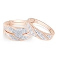 thumbnail image 2 of AFFY White Natural Diamond Cluster Engagement & Wedding Trio Band Ring Set In 10k Rose Gold (0.33 Cttw), 2 of 9