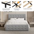 thumbnail image 5 of Senfot Full Size Bed Frame with 4 Storage Drawers and Headboard, Linen Upholstered Platform Bed Frame with Wooden Slats Support, No Box Spring Needed,Button Tufted Design, Light Grey, 5 of 6