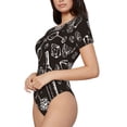 thumbnail image 2 of Gaeub Wine Seamless Women'S Short Sleeve One Piece Swimsuit Sexy High-Waisted Bodysuit For Swimming, Beach, Sports - X-Large, 2 of 9