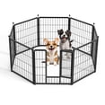 thumbnail image 1 of Parque infantil HealSmart para perros, 60 cm, 8 paneles, metal pesado, negro, 1 of 8