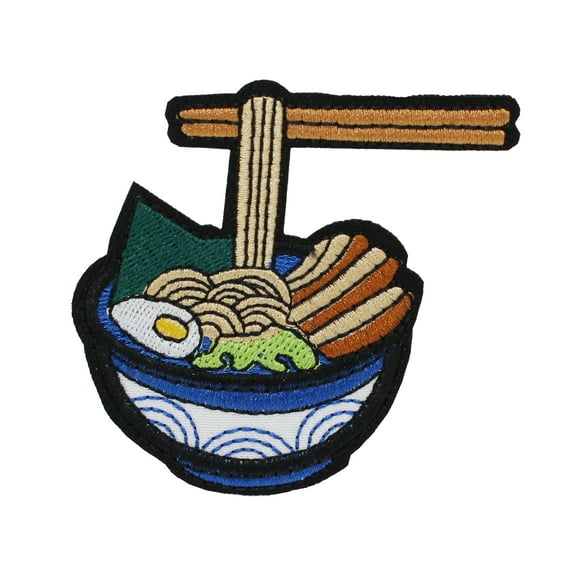 Gwen Studios Embroidered Pho Ramen Noodle Bowl Iron-on Patch Applique, Multicolor, 2.7" x 2.8"
