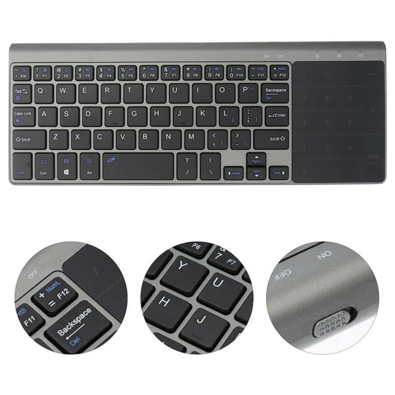 OFFIGAM Silent Keyboard with Built-in Touchpad, Black ABS, Compact Design for Office, Travel, and Home Use