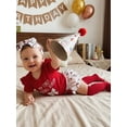 thumbnail image 3 of BemeyourBBs Newborn Baby Girl My First Baseball Season Outfits Letter Bow Print Short Sleeve Romper Ruffles Shorts Skirt Set Headband Socks 4Pcs Infant Girls Summer Clothes, 3 of 9