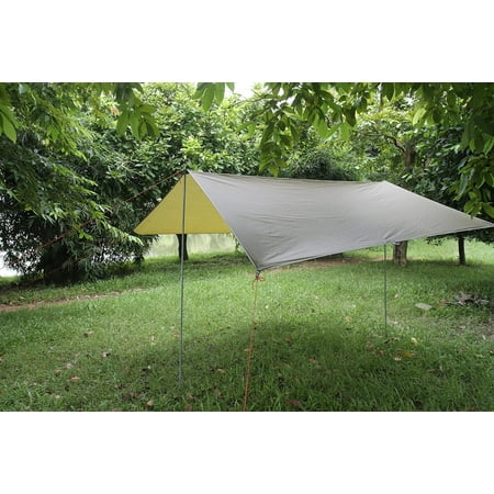 Waterproof Survival Tarp Shelter Portable Lightweight Suitable for 3to4 Person 9.5 by 9.5 Foot with 6 Rings As Outdoor Rain Tarp Tent Tarp Shelter Sun Shade Tent Hammocks Camping Shelter for Camping