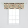 thumbnail image 2 of Oriental Floral Window Valance Pack of 2, Colorful Design Dreamy Floral Motifs with Mediterranean Details, Rod Pocket Curtain Valances for Kitchen Bedroom, 54" X 18", Blue Orange Multicolor, 2 of 5