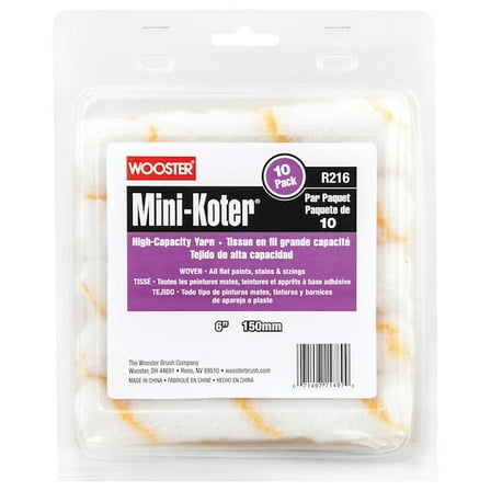 Wooster Paint Roller Cover,1/4" dia. Core,PK10 R116-6