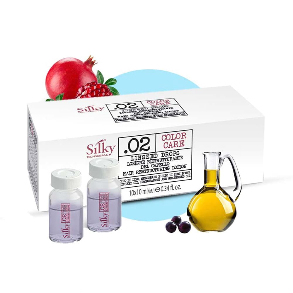 SILKY .02 Color Care Linseed Drops ampules (10 pcs * 10 ml / 0.34