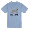 thumbnail image 1 of T-shirt Bleu Pâle pour Homme avec Citation Graphique « Like A Boss Cat Moustache », 1 of 1