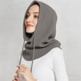 thumbnail image 2 of EYNMVR Oversize Hooded Scarf Hat Knit Balaclava for Women Men Winter Neck Gaiters Beanie Skull Cap Drawstring Neck Warmer, 2 of 5