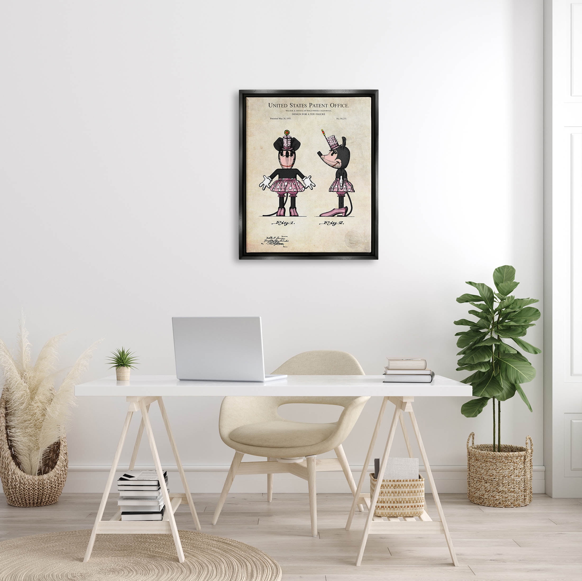 Stupell Industries Mouse Character Figure Diagram Graphic Art Jet Black Floating Framed Canvas Print Wall Art, Design by Karl Hronek
