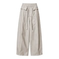 thumbnail image 7 of ZHYou No Boundarie Womens Baggy Pants Casual Stretch Waist Drawstring Quick Dry Wide Leg Lounge Trousers,Beige,Size S, 7 of 7