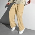 thumbnail image 6 of TOWED22 Cargo Sweatpants for Teen Boys Casual Elastic Waist Drawstring Sweat Pants Teens Active Workout Joggers Pant Pockets Khaki,6-7 Y, 6 of 7
