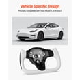 thumbnail image 2 of KFFKFF Steering Wheel for 2016-2023 Tesla Model 3, Carbon Fiber D-Shaped Flat-Bottom Design with Heating Feature, Leather Grip with Textured Non-Slip Surface, Replacement Accessory for Model 3, White, 2 of 9