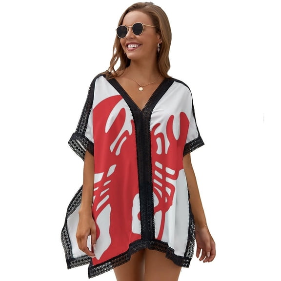 Red Lobster Flare Women's Swimsuit Coverup Summer Beach Cover Up Bathing Suit Dress