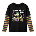 thumbnail image 6 of KKBOTIVE Unisex Kids Carnival Striped Long Sleeve Shirt Mardi Gras Crew Neck Tops Pullover for Boys Girls Festive Fashion Clothes, Black Size: 2-3 Years, 6 of 6