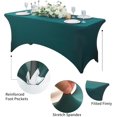 thumbnail image 3 of GFDYREE 2 Pack 6ft Stretch Spandex Hunter Green Table Cover for Standard Folding Tables - Universal Rectangular Fitted Tablecloth Protector for Wedding, Banquet and Party, 3 of 7