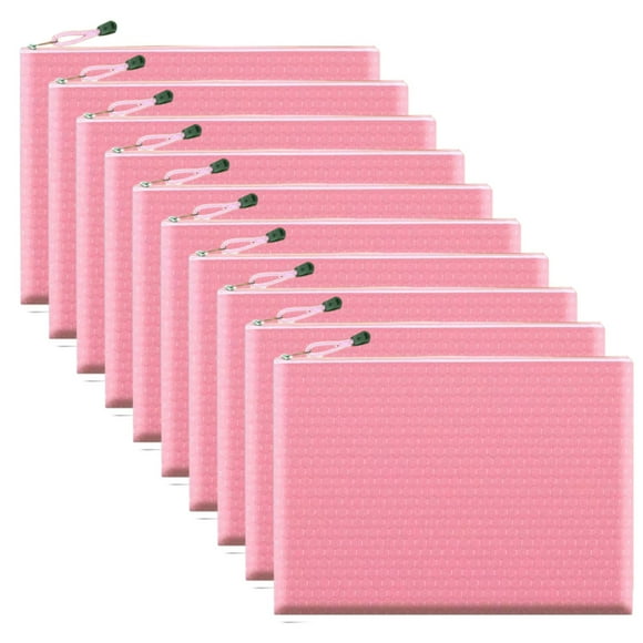 10pcs zipper file bag Oxford cloth handbag storage classification waterproof stationery bag a4,Pink