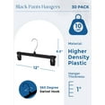 thumbnail image 3 of Cozymood 30 Pack Pants Hangers, 12 inch Plastic Clothes Hangers with Clips for Skirts, Shorts & Trousers, Heavy Duty Space Saver with Swivel Hook, 3 of 10