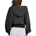 thumbnail image 5 of Female Zip Up Hoodies Cropped Sweatshirts Casual Comfy Cute Zip Jackets Fashion Trendy Fall Outfits Black XXL, 5 of 9