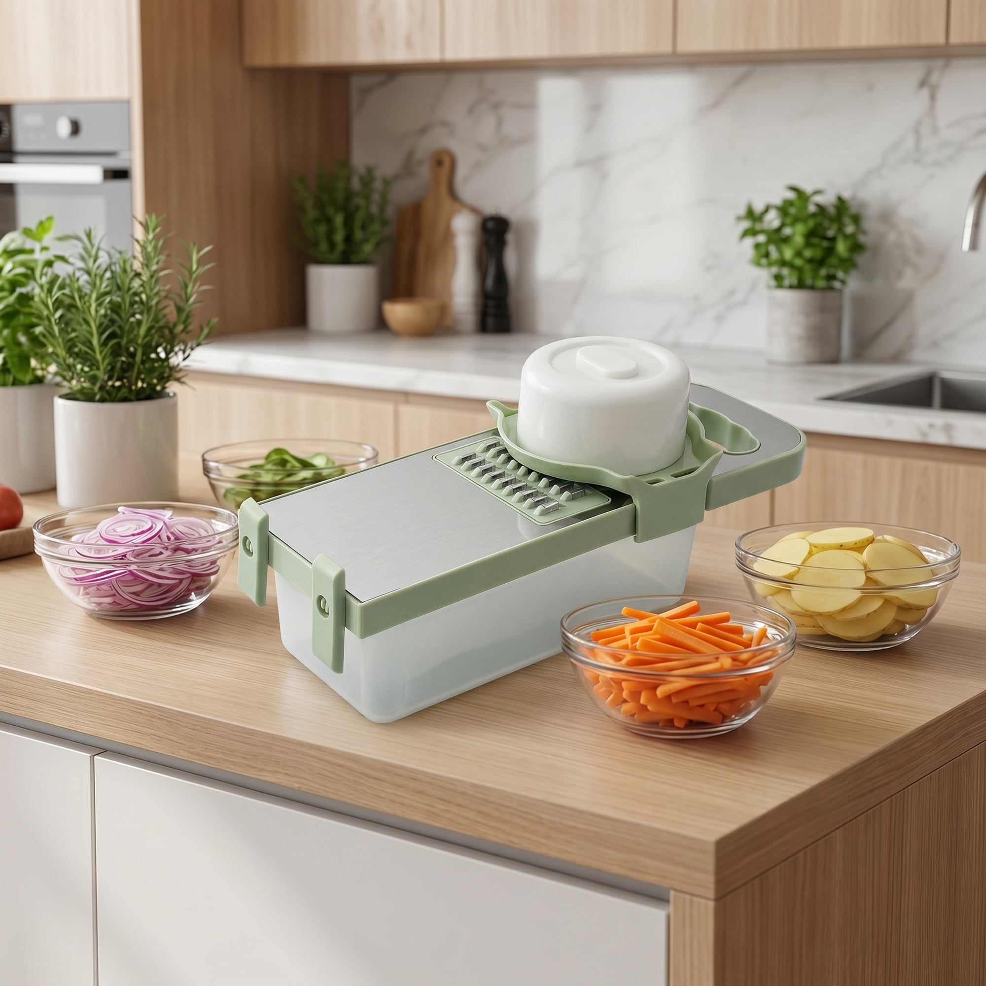 Unique Bargains Mandoline Slicer with Chopping Function for Cooking 6 in 1(D) 11"x4.3"