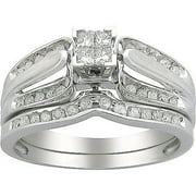 1/3 Carat T.W. Diamond Quad-Design Bridal Set in 10kt White Gold