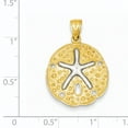 thumbnail image 3 of 14k Gold Two-tone Solid Two Tone Sand Dollar with  Starfish Charm Pendant, 3 of 7