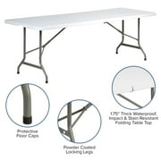 SUGIFT 8 ft Folding Table Rectangular White Folding Plastic Table
