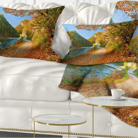 Designart Dunajec River Gorge in Autumn - Landscape Photo Throw Pillow - 12x20