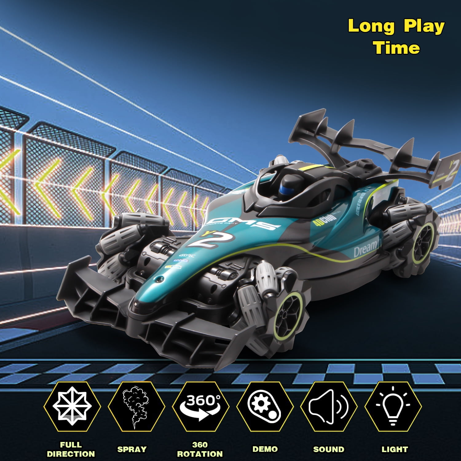 4DRC RC Racing Car, 1:12 4WD Toy Cars Buggy 2.4Ghz High Speed Remote Control Car Drift Car, Sideways Driving, with Watch Control.for Boys &  Gift for Kids Blue