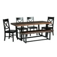 thumbnail image 1 of 6-Piece Farmhouse Dining Set - Mahogany and Black, 1 of 4