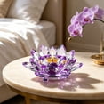 thumbnail image 4 of Crystal Glass Lotus Candle Holder, Nelumbo-Shaped Candlestick with Layered Petal Design, Elegant Home Tabletop Decor and Gift, 4 of 6
