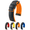 Orange Band / Black Buckle, variant on Hirsch Ayrton Leather Watch Strap - Orange - L - 24mm - Black Buckle - Natural Rubber