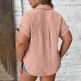 thumbnail image 6 of Horkkom Womens Summer Tops Plus Size Short Sleeve Button Down Shirts Casual Solid Color Loose Blouses with Pocket XXXXL, 6 of 8